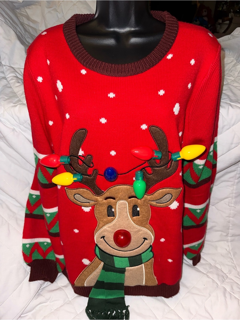 Joyin Ugly Funny Reindeer Christmas Sweater with LED Lights,